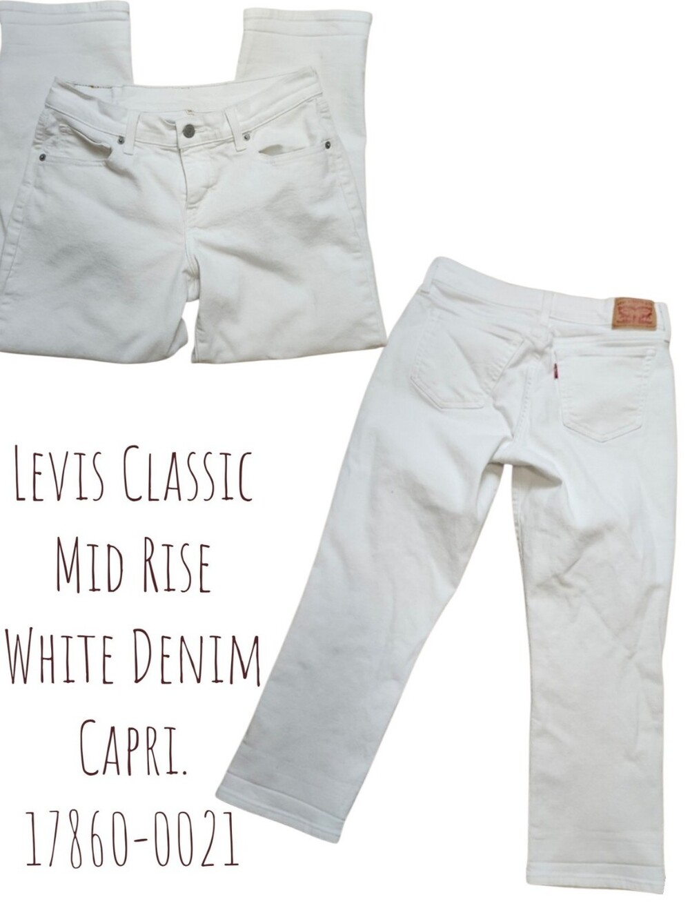 Levi's Red Tab # 17860-0021 Women's white denim jeans crop capri pants 26